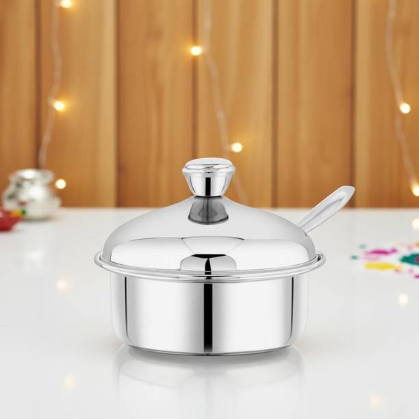 VINOD Stainless Steel Butter Pot with Knife Rust-Free and Hygienic 100g Container Serving Set