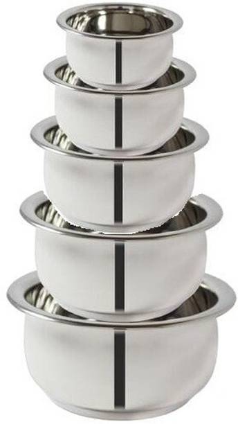 Nirvika Stainless steel handi Set 5 Piece Set/ Steel bowl patila tapeli Non-Stick Coated Cookware Set