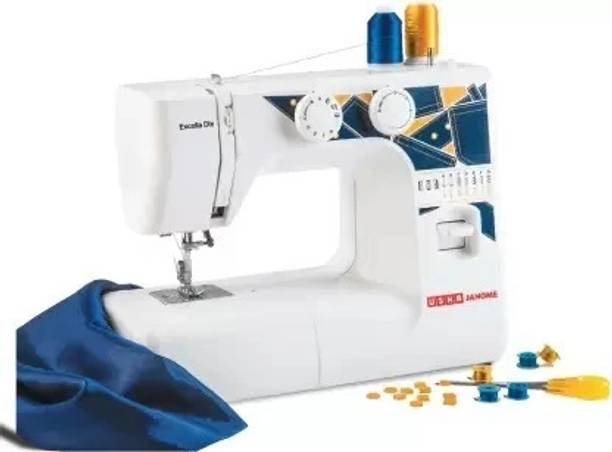 USHA Excella DLX Electric Sewing machine with kit Electric Sewing Machine 21 built-in stitches 800 SPM White and Blue