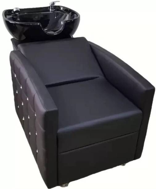 Brabom Premium Black Salon Shampoo Backwash Unit with Reclining Chair Shampoo Chair