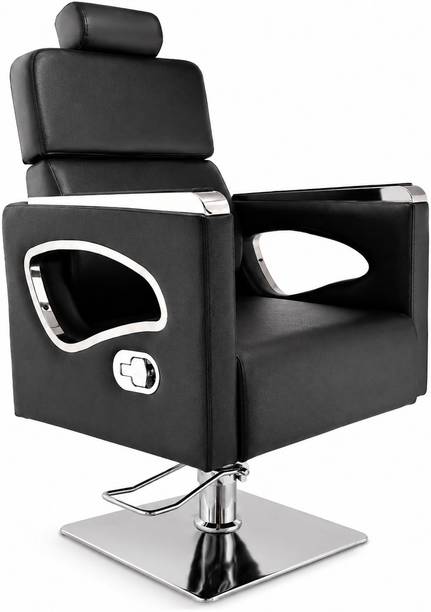 RVPRIMECARE Hydraulic Reclining Barber Chair with Chrome Cutout Panels and Adjustable Head Styling Chair