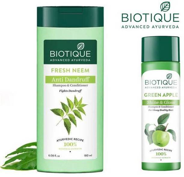 BIOTIQUE FRESH NEEM 180ML+GREEN APPLE 120ML(SHAMPOO)