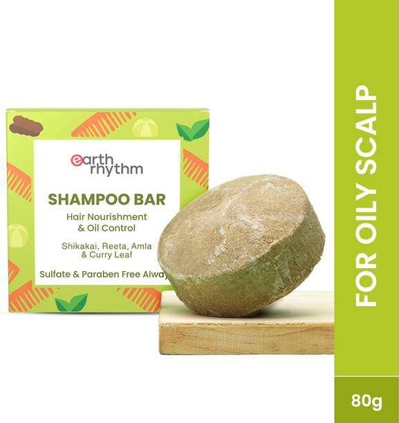 Earth Rhythm शिकाकाई शैम्पू बार, सॉफ्टर और शाइनर हेयर के लिए, पुरुषों और महिलाओं , कार्डबोर्ड - 80ml