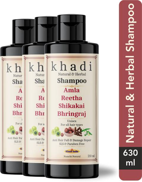Namchi Natural Khadi Amla Reetha Shikakai & Bhringraj Shampoo, Damage Repair, SLS Paraben Free
