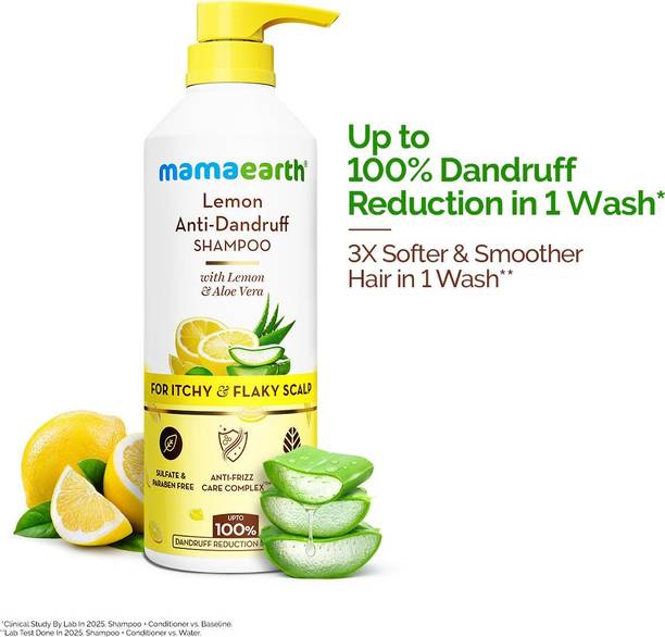 Mamaearth Lemon Anti-Dandruff Shampoo with Lemon, ZPTO, Climbazole, Aloe Vera