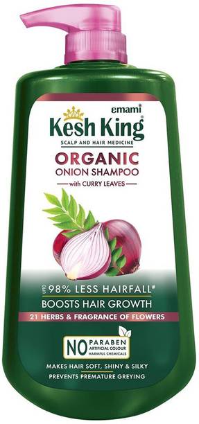 Kesh King Organic Onion Shampoo with Curry Leaves | Anti Hair Fall | Paraben Free|