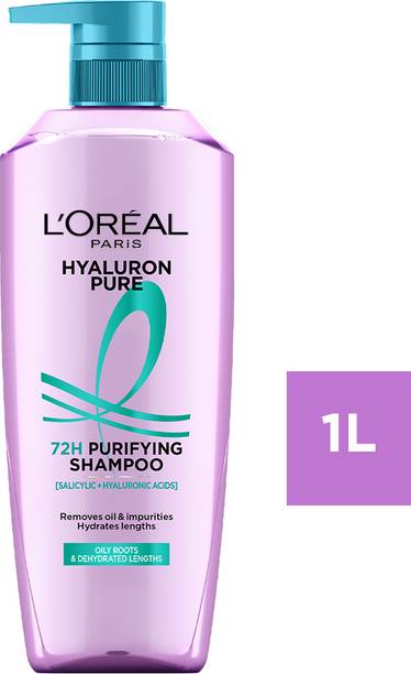 L'Oréal Paris Hyaluron Pure 72H Purifying Shampoo for Oily Scalp, Dry Hair