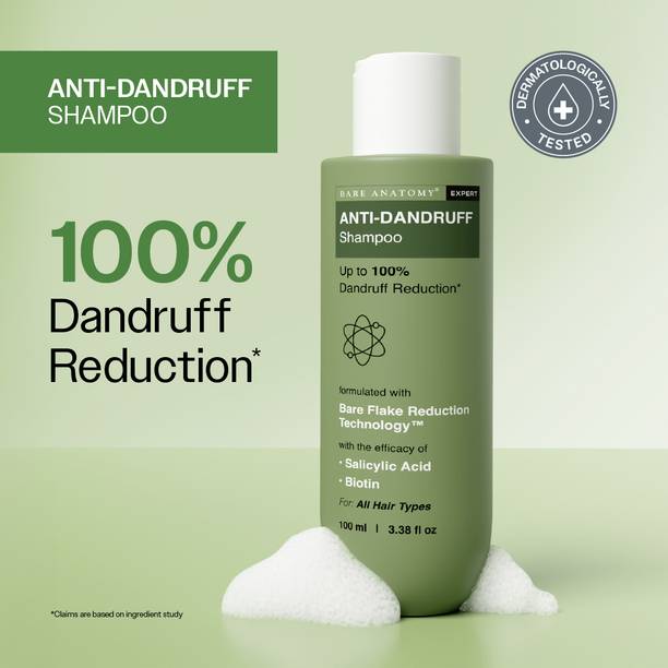 BARE ANATOMY Anti-Dandruff Shampoo - Upto 100% Dandruff Reduction with Salicylic Acid, Biotin