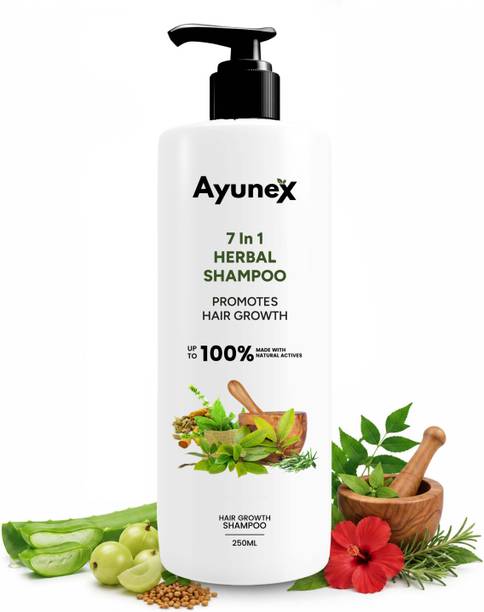 AYUNEX 7-in-1 Ayurvedic Herbal Hair Shampoo Intense Growth Formula with BhringraJ&Amla