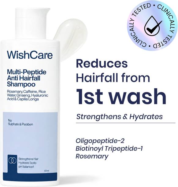 WishCare Multi-Peptide Anti Hairfall Shampoo | Stronger Hair | Rice Water & Rosemary