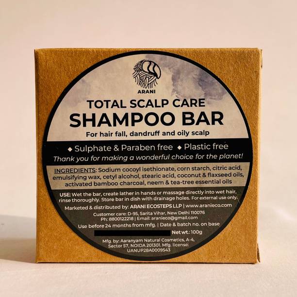 arani Total Scalp Care Shampoo Bar 100g | Sulphate & Paraben-Free, Plastic-Free
