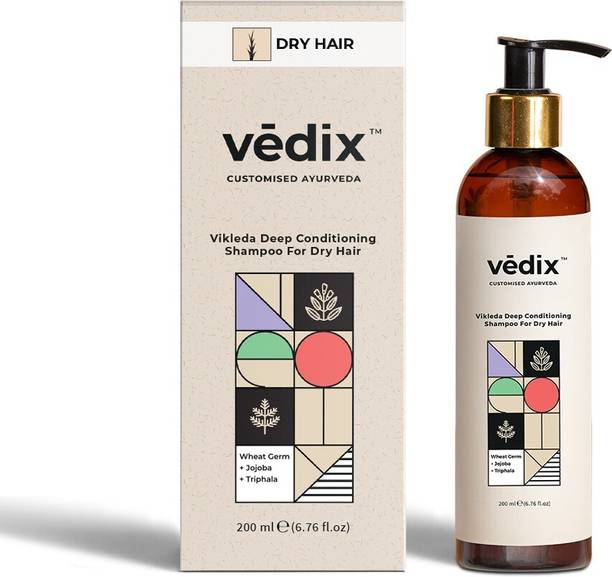 Vedix Ayurvedic Vikleda Deep Conditioning Shampoo For Dry Hair With Wheat Germ + Jojoba + Triphala - Made with Wheat Germ, Jojoba and Triphala - 200 ml