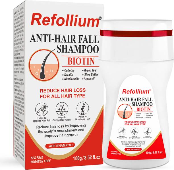 Refollium Biotin Anti Hair Fall Shampoo with Keratin, Caffeine, Argan Oil & Niacinamide