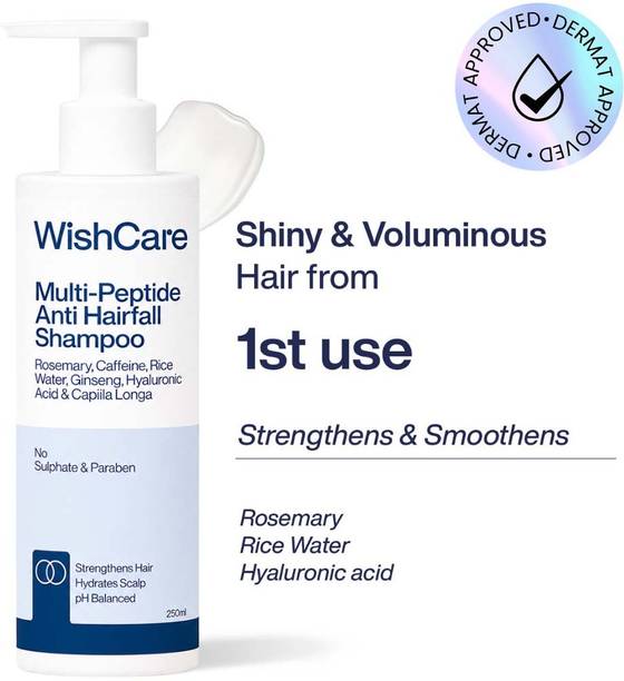 WishCare Multi-Peptide Anti Hairfall Shampoo | Stronger Hair | Rice Water & Rosemary