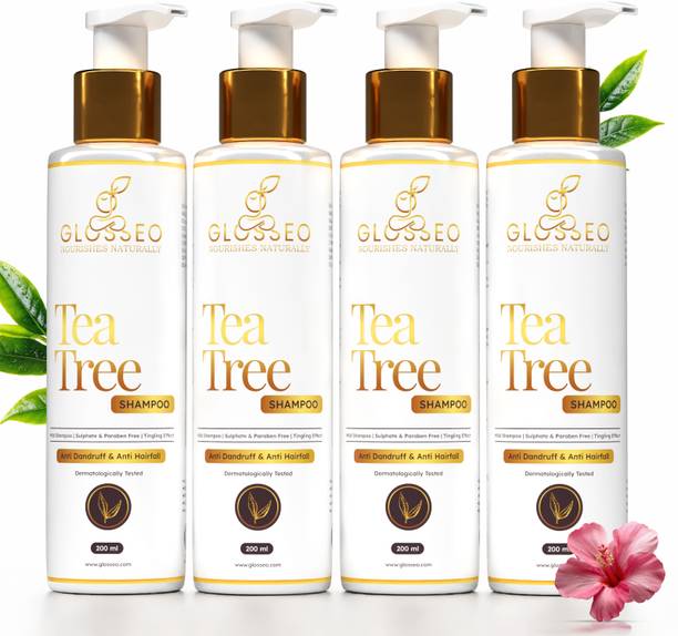 Glosseo Tea Tree Shampoo 4 Qty Anti Dandruff, Anti Hairfall & Paraben Free Formula