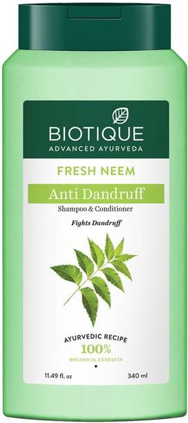 BIOTIQUE Fresh Neem Anti Dandruff Shampoo and Conditioner Controls Dandruff & Dryness