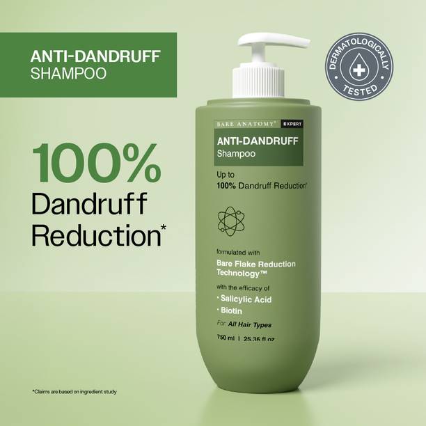 BARE ANATOMY Anti-Dandruff Shampoo - Upto 100% Dandruff Reduction with Salicylic Acid, Biotin