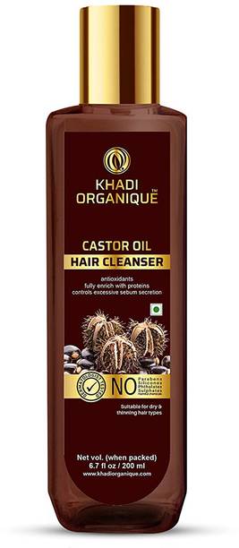 khadi ORGANIQUE Castor Oil Hair Cleanser/Shampoo Antioxidants Fully Enrich With Proteins Controls Excessive Sebum Secretion