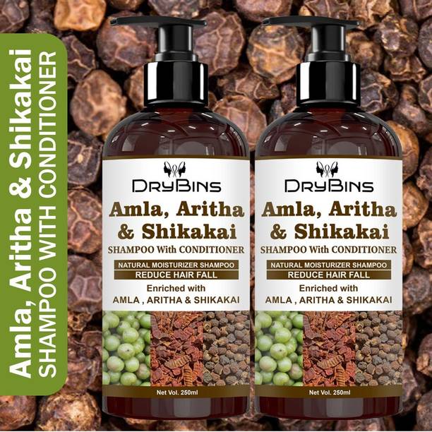 DRYBINS Herbal Shampoo With Amla Aritha & Shikakai Blend