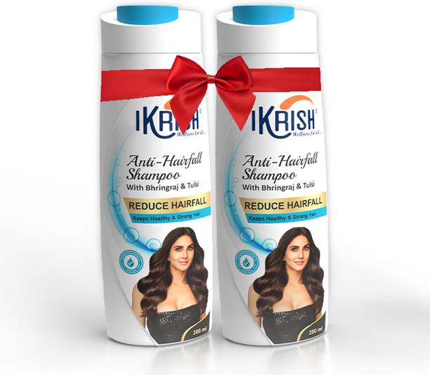 IKRISH Anti-Hairfall Shampoo 200ml (Pack of 2) – Bhringraj & Tulsi, Paraben-Free