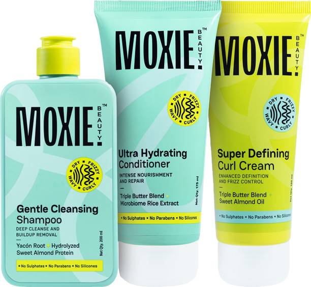 MOXIE BEAUTY Just-The-Essentials Curly Trio | Shampoo + Conditioner + Curl Cream