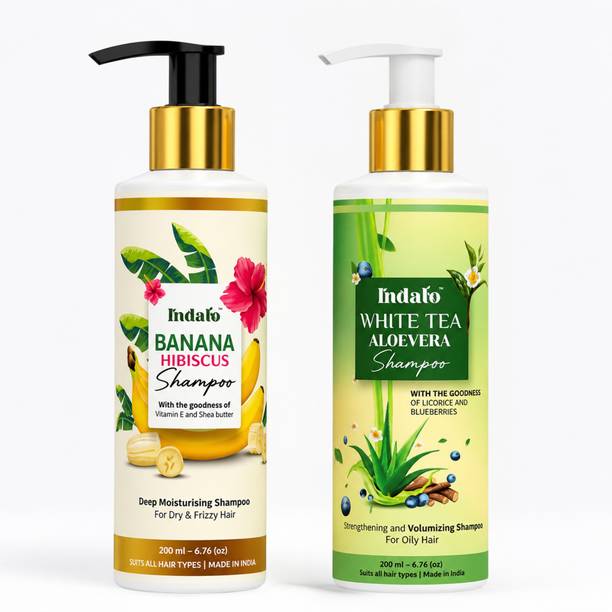 Indalo Banana + White tea Shampoo Complete Hair Care Combo 200ml each