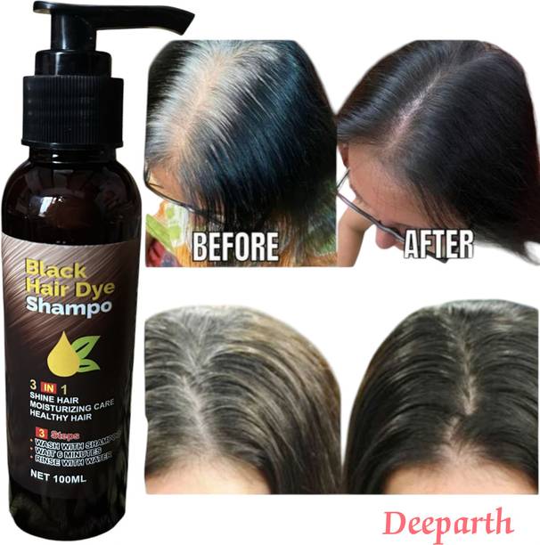 Deeparth Black Hair Dye 3 in 1 Herbal Shampoo For Hair Color, Softness and Brightness