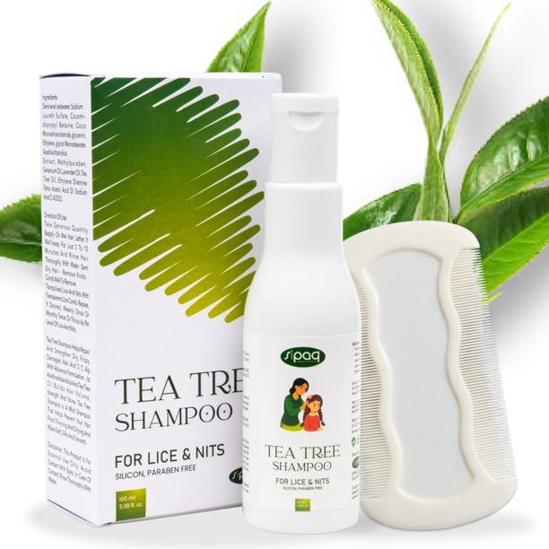 SIPAQ 100% Natural Tea Tree Shampoo Anti Lice and Nits Shampoo with Free Lice Comb