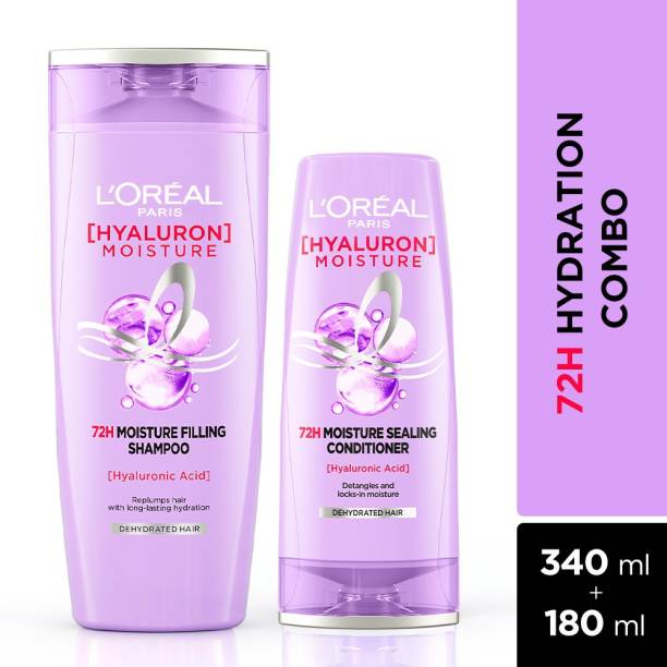 L'Oréal Paris Hyaluron Moisture Shampoo & Conditioner | Aishwarya & Aditi's 72H Combo(340ml + 180ml)