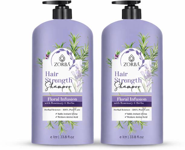 Zorba Hair Strength Shampoo Rosemary & Biotin | Anti Hair Fall | Pack of 2