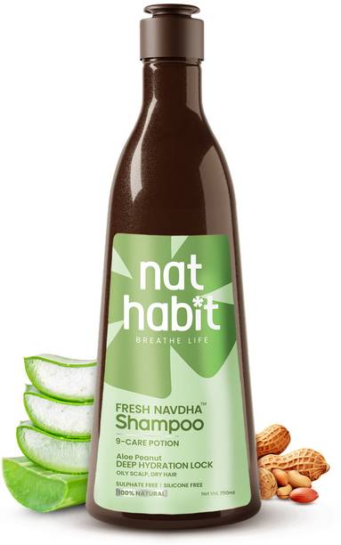 Nat Habit Natural Cleansing Shampoo For Dry & Frizzy Hair With Aloe & Peanut, Paraben Free