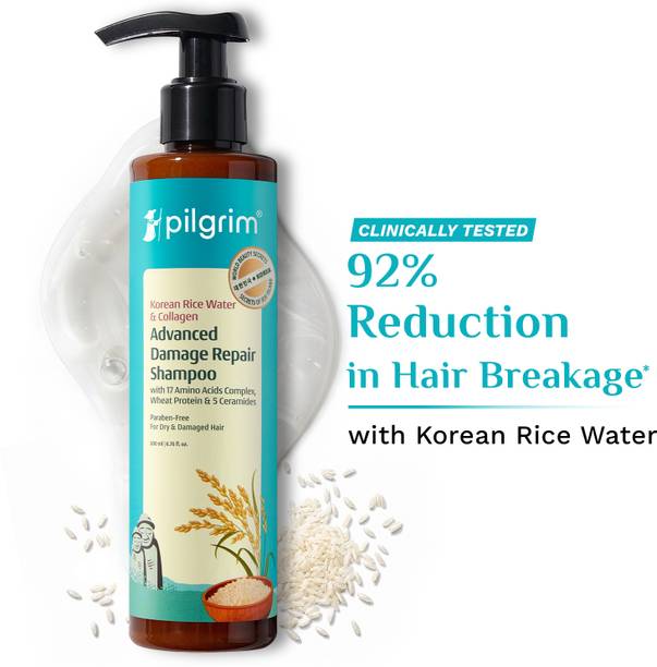 Pilgrim Korean Rice Water & Collagen Advanced Damage Repair Shampoo|Hair Fall Control