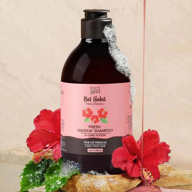 Nat Habit Hibiscus Shampoo for Women & Men | Sulphate & Paraben Free for Hair Fall Control