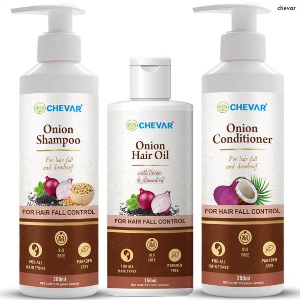 Chevar Onion Hair Growth & Hair Fall Control (Hair Oil + Shampoo + Conditioner)