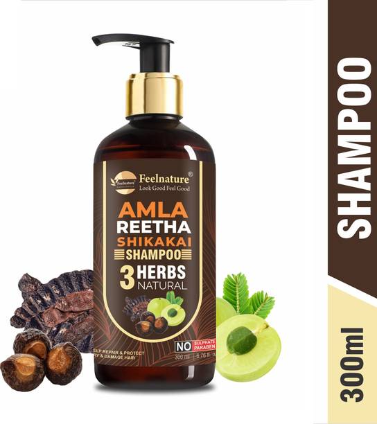 FeelNature Shampoo for Hair Growth & Hair Fall Control with Pure Amla , Reetha & Shikakai