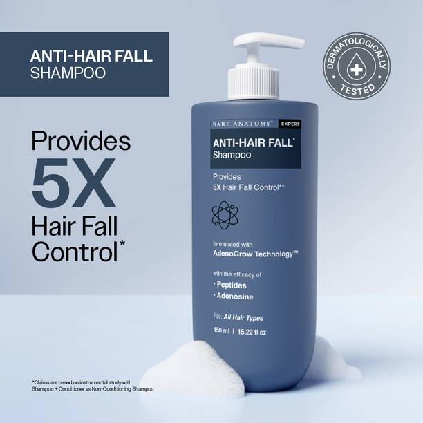 BARE ANATOMY Anti Hair Fall Shampoo | 5x Hair Fall Control & Growth with Biotin & Adenosine