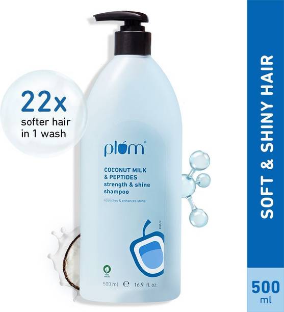 Plum Coconut Milk & Peptides shampoo, Strong, Shiny Hair I 22x shine, Soft silky hair