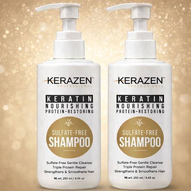Kerazen Keratin Shampoo Sulfate Free, Triple Protein Repair for Stronger, Smoother Hair
