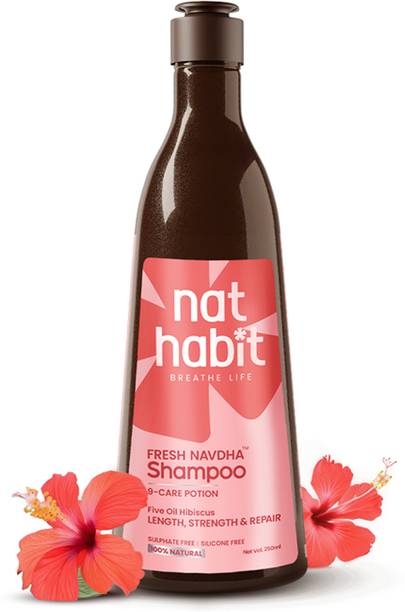 Nat Habit Hibiscus Shampoo for Women & Men | Sulphate & Paraben Free for Hair Fall Control