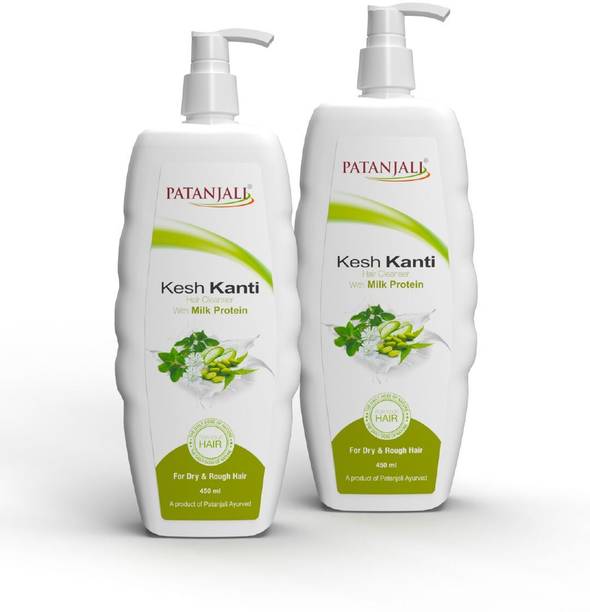PATANJALI Kesh Kanti Milk Protien Hair Cleanser Shampoo, Prevents Dryness - 450Ml X 2