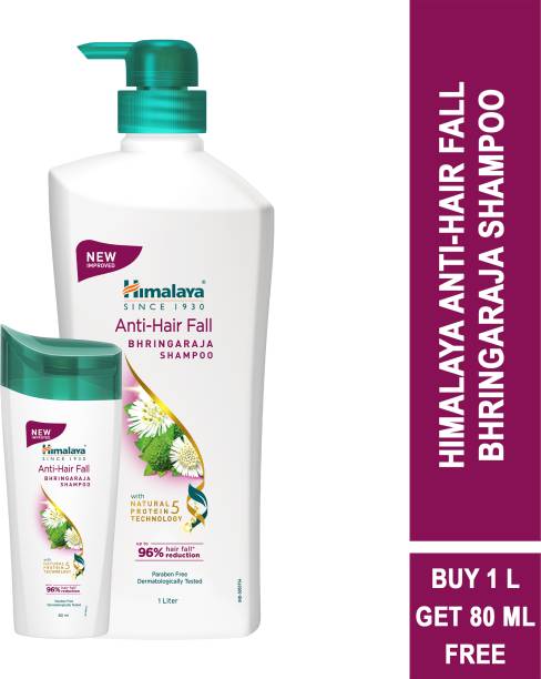 HIMALAYA Anti-Hair Fall Bhringaraja Shampoo (1L) + Anti-Hair Fall Shampoo (80ml) Free