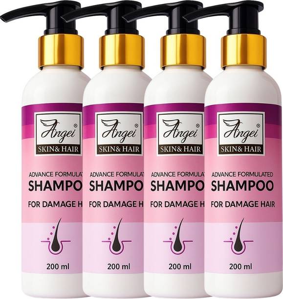 Angel Organic Advance Formulated Shampoo | Herbal Formula | For Damaged Hair pack of 4