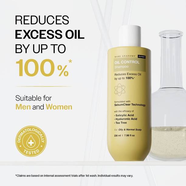BARE ANATOMY Oil Control Shampoo with Salicylic Acid, Hyaluronic Acid & Tea Tree