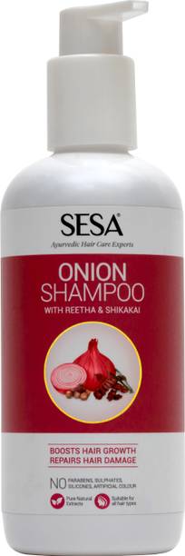 SESA Onion Shampoo with Reetha & Shikakai, with Pure Ayurvedic Herbal Extracts, No Parabens, No Sulphates, No Silicones, No Artificial Colour