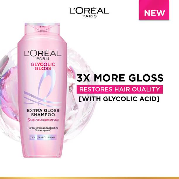 L'Oréal Paris Glycolic Gloss Shampoo, Powered by Glycolic Acid, for Dull Dair, for 3x Shine