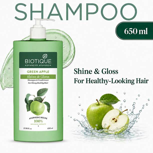 BIOTIQUE Green Apple Shine & Glow Shampoo & Conditioner | For Glossy Healthy Hair