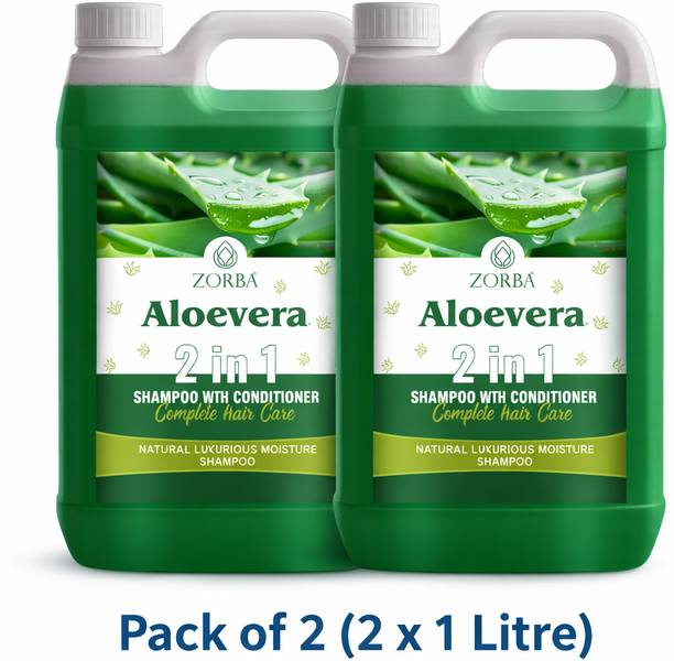 Zorba Aloe Vera 2 in 1 Shampoo with Conditioner for Smooth & Shiny Hair, 2L