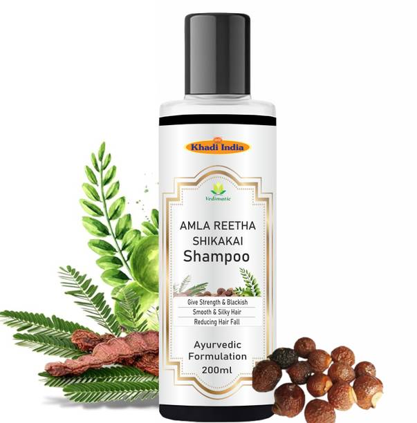 vedimatic Khadi Herbal Ayurvedic Amla Reetha Shikakai Shampoo for Strong Hair