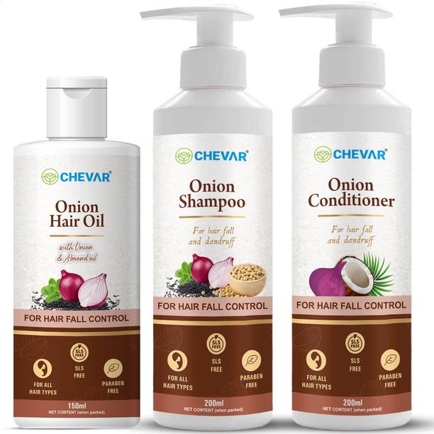 Chevar onion hair oil and shampoo, cnditioner with Vitamin E, Natural Extracts & Herbs