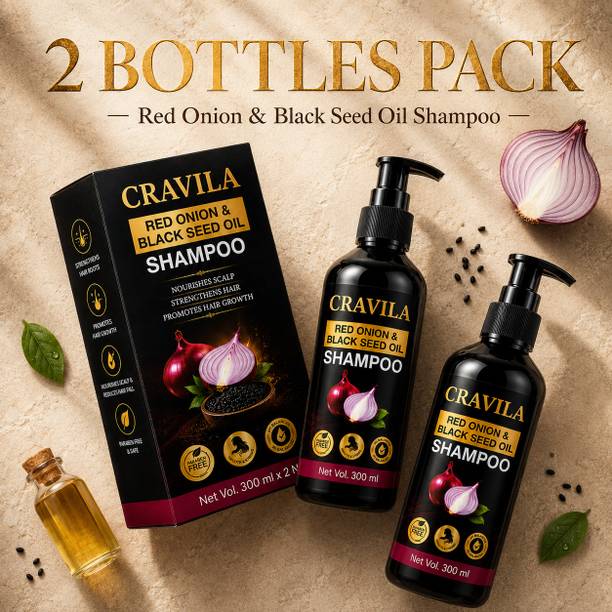 CRAVILA Red Onion Shampoo With Black Seed Oil For Thick Smooth Hair Care 600ml